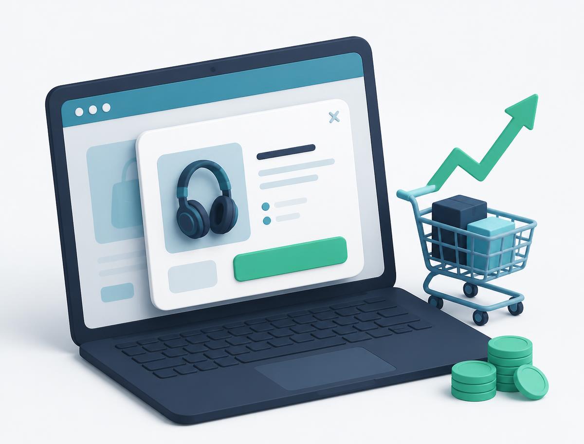 Upsell pop-up on a laptop lifting average order value